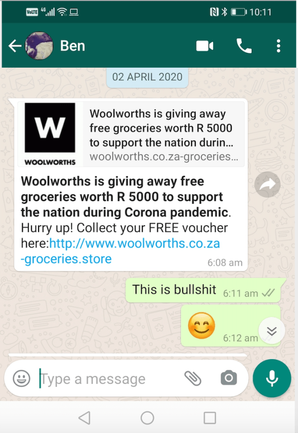 whatsapp scam